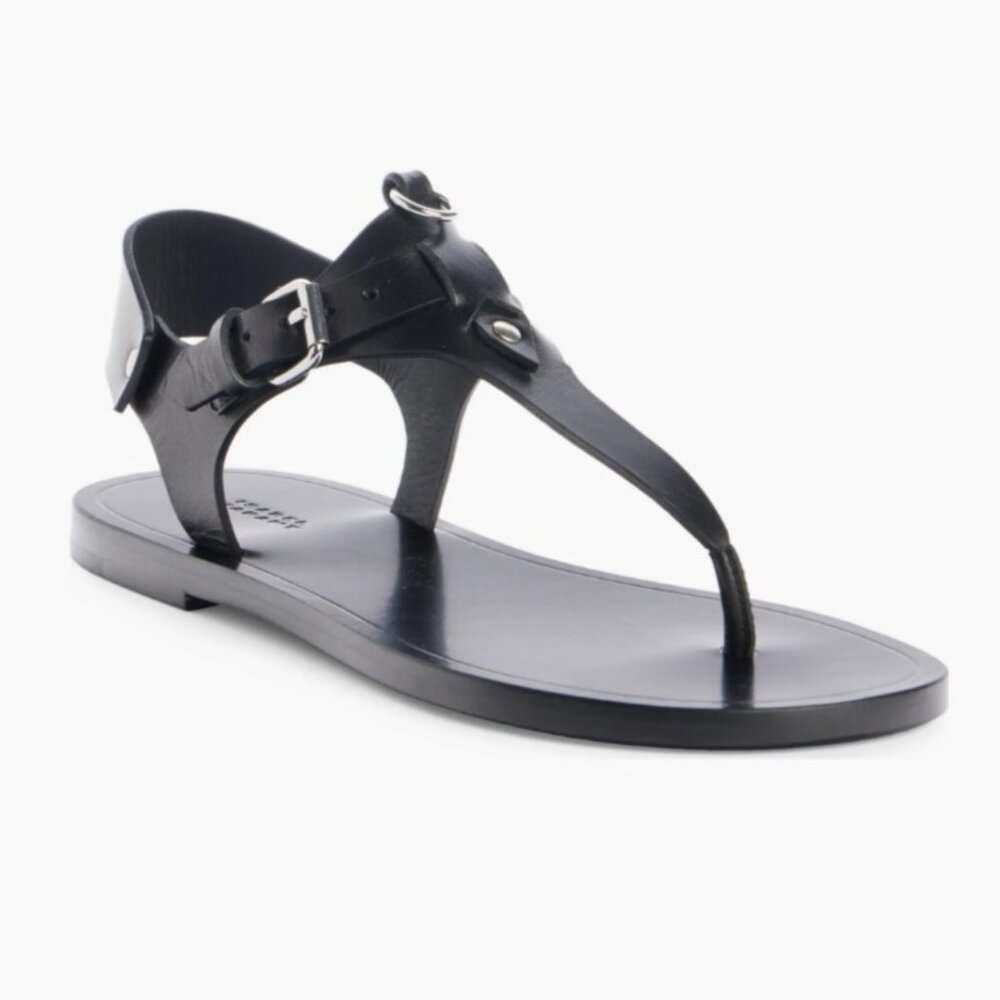 Isabel Marant Eveen Black Leather Gladiator Sandals Removable ankle strap Sz 40 - Picture 14 of 15